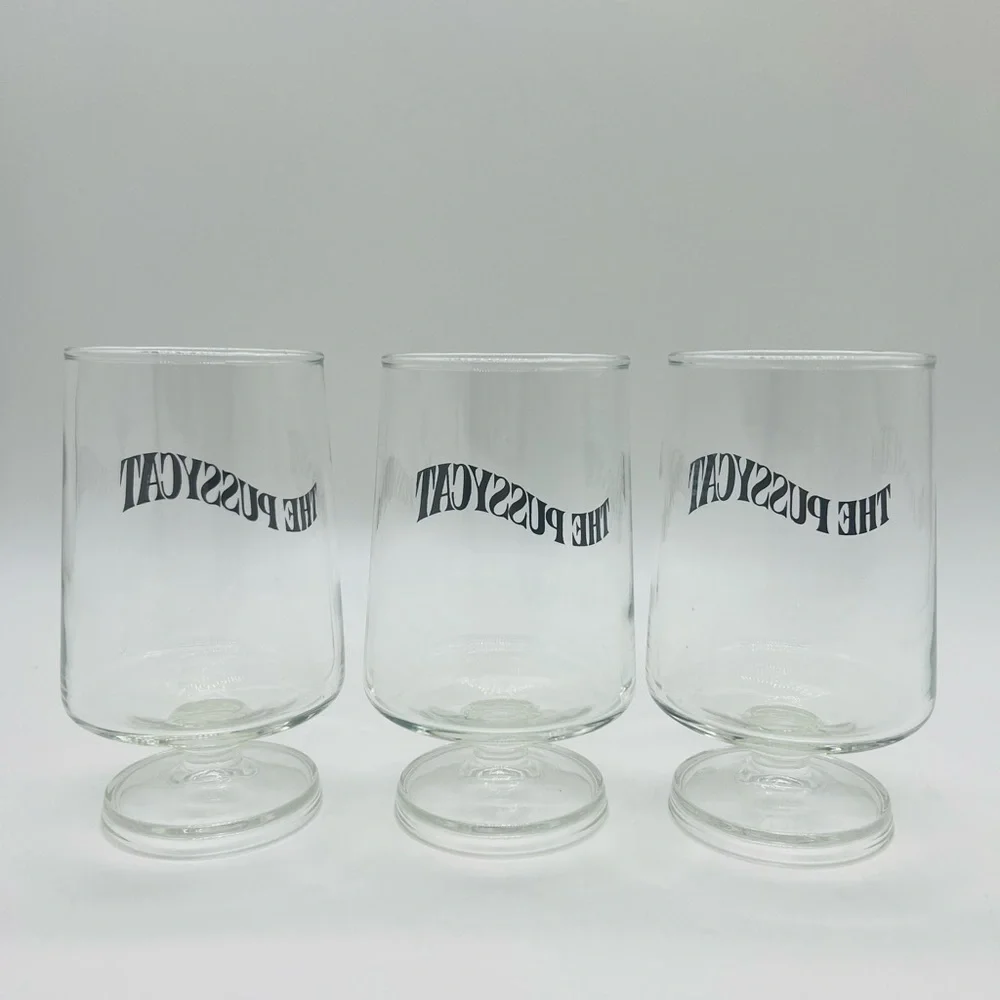 THE PUSSYCAT SET OF 3 VINTAGE 1972 EARLY TIMES KENTUCKY BAR WARE